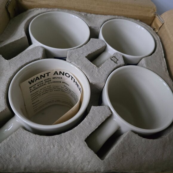 Vintage Morton Salt Ceramic Coffee Mugs Set of 4 - When it Rains It Pours - Picture 10 of 16